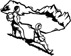 hiking couple cartoon